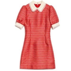 Sister Jane On Stage Jacquard Mini Dress (Red Peter Pan Collar Dress)